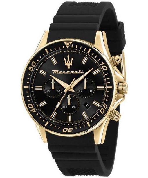 Maserati Sfida Chronograph Silicone Strap Black Dial Quartz R8871640001 100M Men's Watch