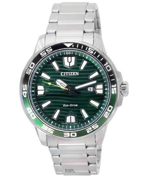 Citizen Marine Sport Green Dial Stainless Steel Eco-Drive AW1526-89X 100M Men's Watch