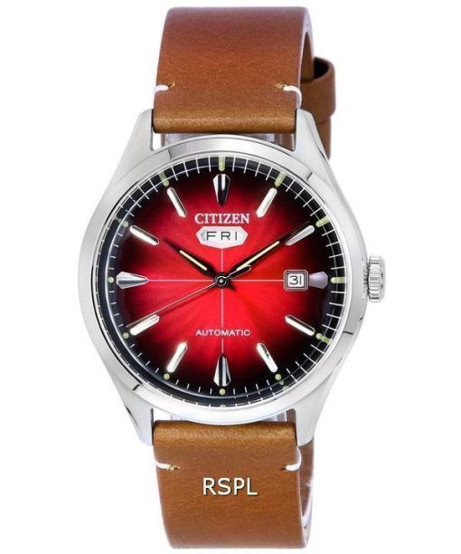 Citizen Mechanical Calf Leather Strap Red Dial Automatic NH8390-11X Men's Watch