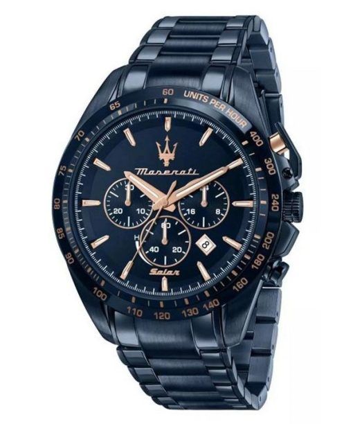Maserati Traguardo Chronograph Stainless Steel Blue Dial Solar R8873649001 100M Men's Watch