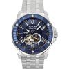 Bulova Marine Star Stainless Steel Open Heart Blue Dial Automatic 21 Jewels 98A302 200M Mens Watch