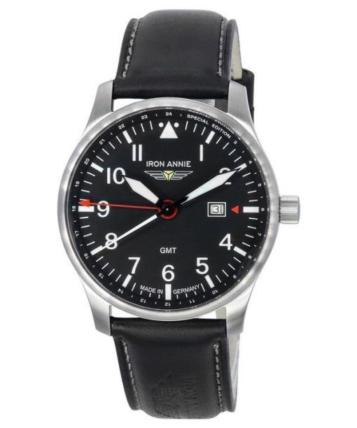 Iron Annie F13 Tempelhof Special Edition GMT Leather Strap Black Dial Quartz 56442 Mens Watch