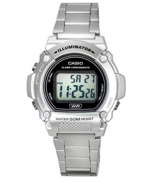 Casio Standard Digital Stainless Steel Bracelet Quartz W-219HD-1A Men's Watch
