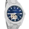 Bulova Classic Surveyor Stainless Steel Blue Open Heart Dial Automatic 96A275 Mens Watch