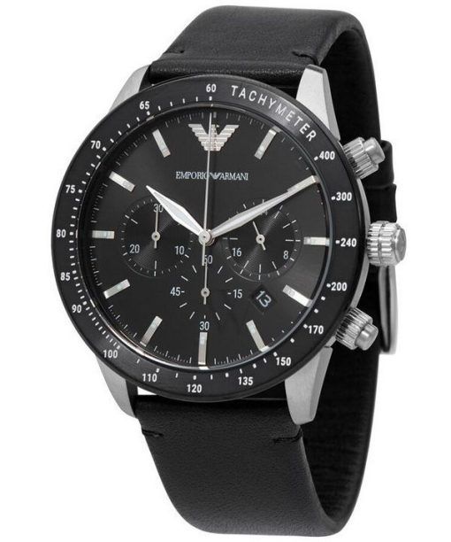 Emporio Armani Mario Chronograph Leather Black Dial Quartz AR11243 Mens Watch