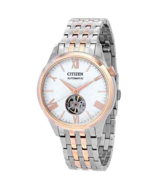 Citizen Two Tone Stainless Steel Open Heart White Dial Automatic NH9136-88A Mens Watch