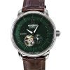 Zeppelin LZ 120 Bodensee Leather Strap Open Heart Green Dial Automatic 81664 Men's Watch